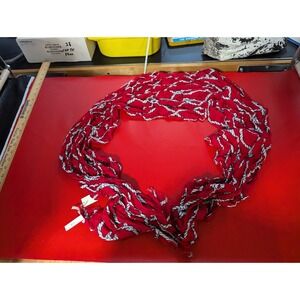 Talbots red white rope nautical neck scarf wrap 20" x 74" NWT